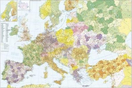 Európa +Törökország postairányítószámos falitérkép - Stiefel