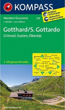 WK 108 - Gotthard - Grimsel turistatérkép - KOMPASS