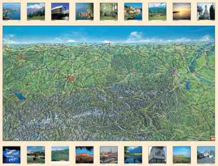 Ausztria panorámatérképe falitérkép - f&b 