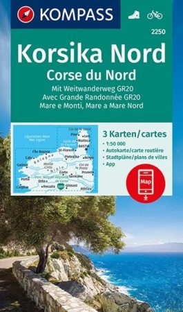 WK 2250 - Korsika Nord - Corse du Nord - Weitwanderweg GR20 3 részes turistatérkép - KOMPASS