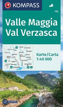 WK 110 - Valle Maggia - Val Verzasca turistatérkép - KOMPASS