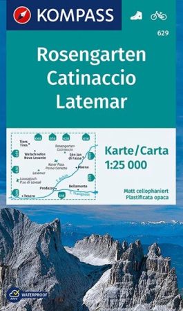 WK 629 - Rosengarten / Catinaccio Latemar turistatérkép - KOMPASS