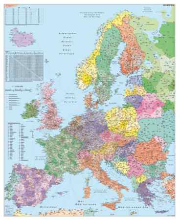 Európa irányítószámos falitérkép - Stiefel