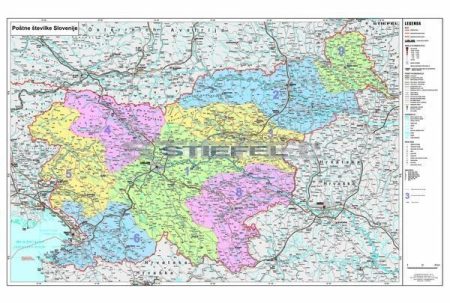 Szlovénia postai irányítószámai falitérkép - Stiefel