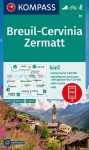 WK 87 - Breuil - Cervinia - Zermatt turistatérkép - KOMPASS