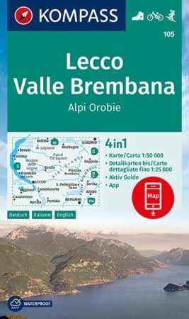 WK 105 - Lecco - Valle Brembana turistatérkép - KOMPASS