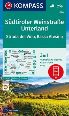 WK 074 - Südtiroler Weinstrasse - Unterland turistatérkép - KOMPASS