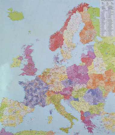 Európa postai irányítószámos falitérkép - f&b 
