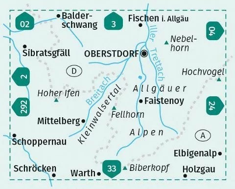 WK 03 - Oberstdorf - Kleinwalsertal turistatérkép - KOMPASS
