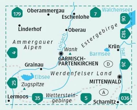 WK 790 - Garmisch Part. - Mittenwald turistatérkép - KOMPASS
