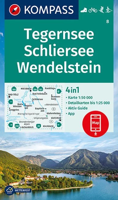 WK 8 - Tegernsee - Schliersee - Wendelstein turistatérkép - KOMPASS