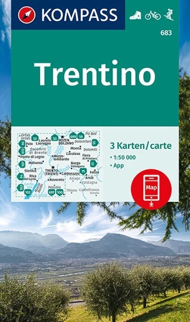 WK 683 - Trentino 3 részes turistatérkép készlet - KOMPASS