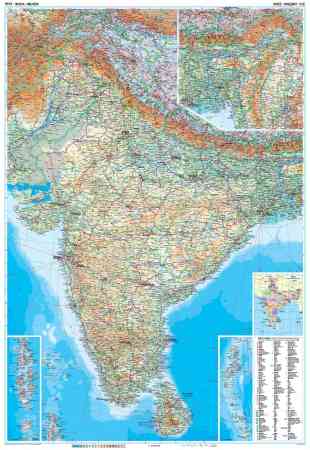 Image of India domborzati falitérkép - GiziMap