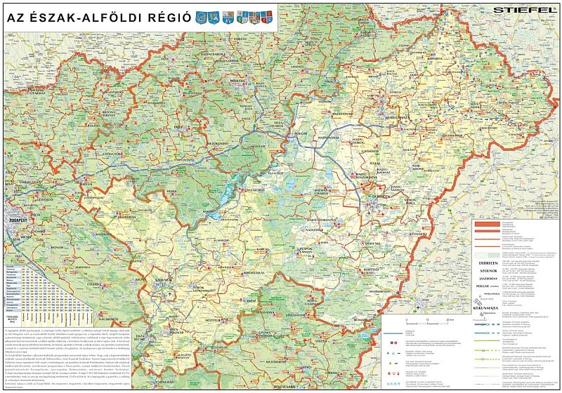 Image of Észak-Alföld régió falitérkép - Stiefel