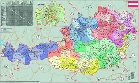 ausztria régiók térkép Ausztria irányítószámos falitérkép   Stiefel   Útikönyv   Térkép  ausztria régiók térkép