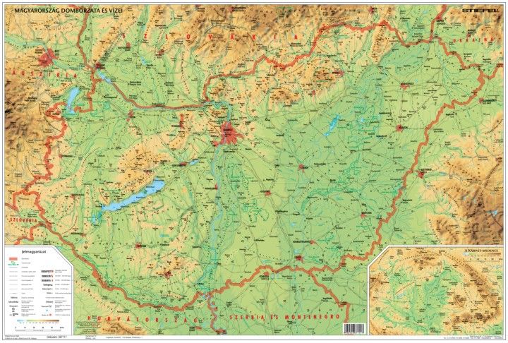 térkép magyarország domborzati Magyarország domborzata falitérkép   Stiefel   Útikönyv   Térkép  térkép magyarország domborzati
