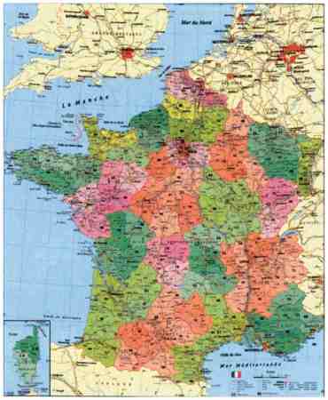 franciaország térkép Franciaország megyéi és postai irányítószámai falitérkép   Stiefel  franciaország térkép